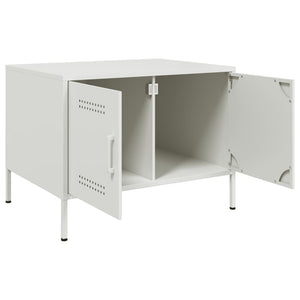 Tavolino da Salotto Bianco 68x50x50,5 cm in Acciaio 843035