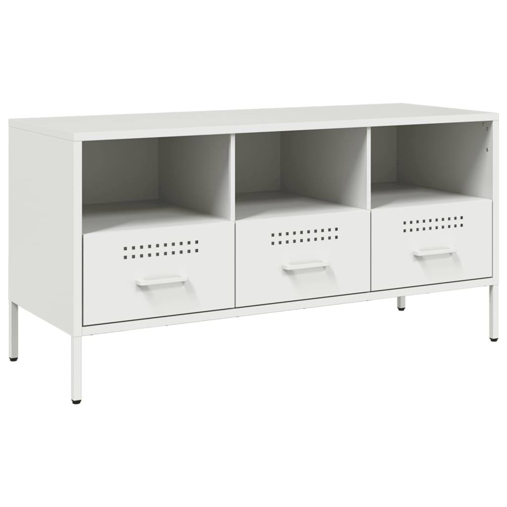 Mobile TV-Credenza TV-Console TV Bianco 100,5x39x50,5 cm in Acciaio 641013