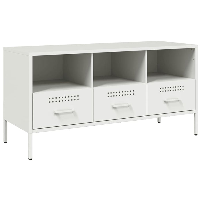 Mobile TV-Credenza TV-Console TV Bianco 100,5x39x50,5 cm in Acciaio 641013
