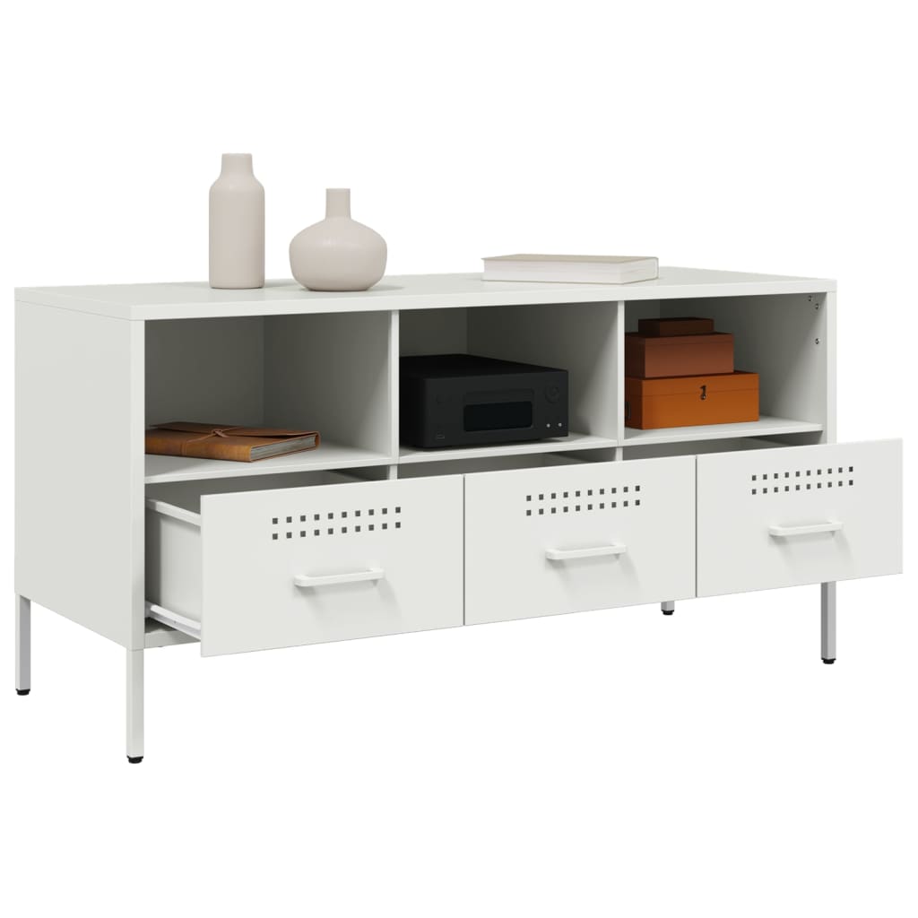 Mobile TV-Credenza TV-Console TV Bianco 100,5x39x50,5 cm in Acciaio 641013