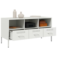 Mobile TV-Credenza TV-Console TV Bianco 100,5x39x50,5 cm in Acciaio 641013