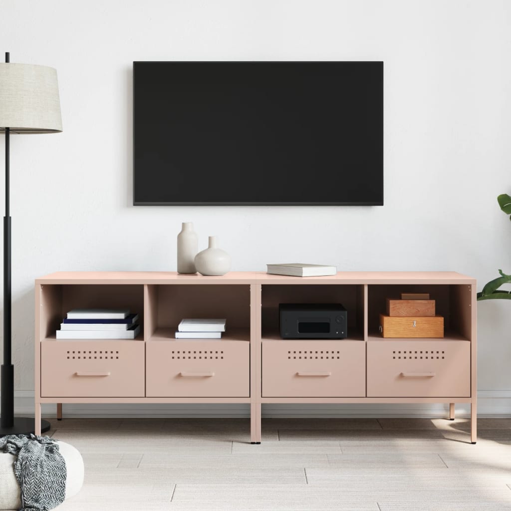 Mobili TV 2pz Rosa 68x39x50,5 cm in Acciaio