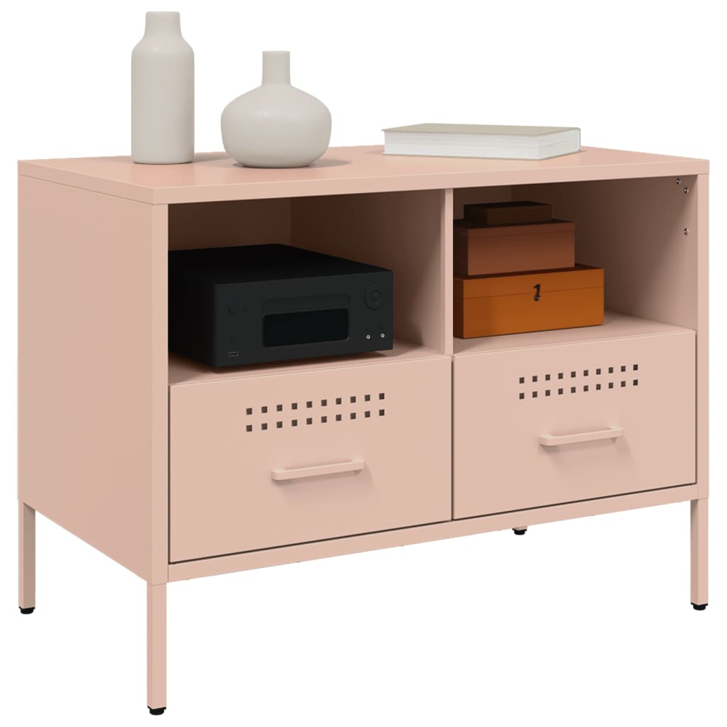 Mobili TV 2pz Rosa 68x39x50,5 cm in Acciaio