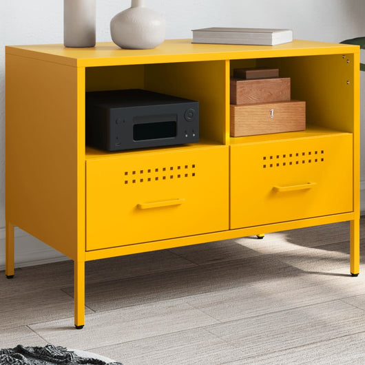 Mobile TV-Credenza TV-Console TV Giallo Senape 68x39x50,5 cm in Acciaio 114477