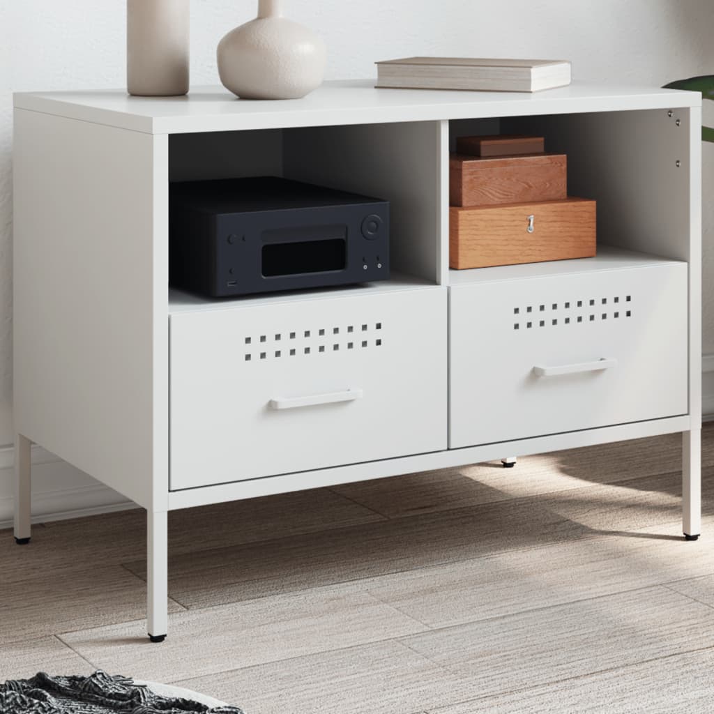 Mobile TV-Credenza TV-Console TV Bianco 68x39x50,5 cm in Acciaio 964459