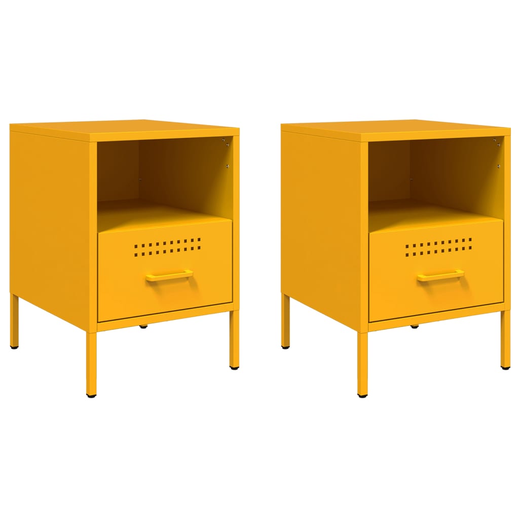 Comodini 2 pz Giallo Senape 36x39x50,5 cm in Acciaio 843061