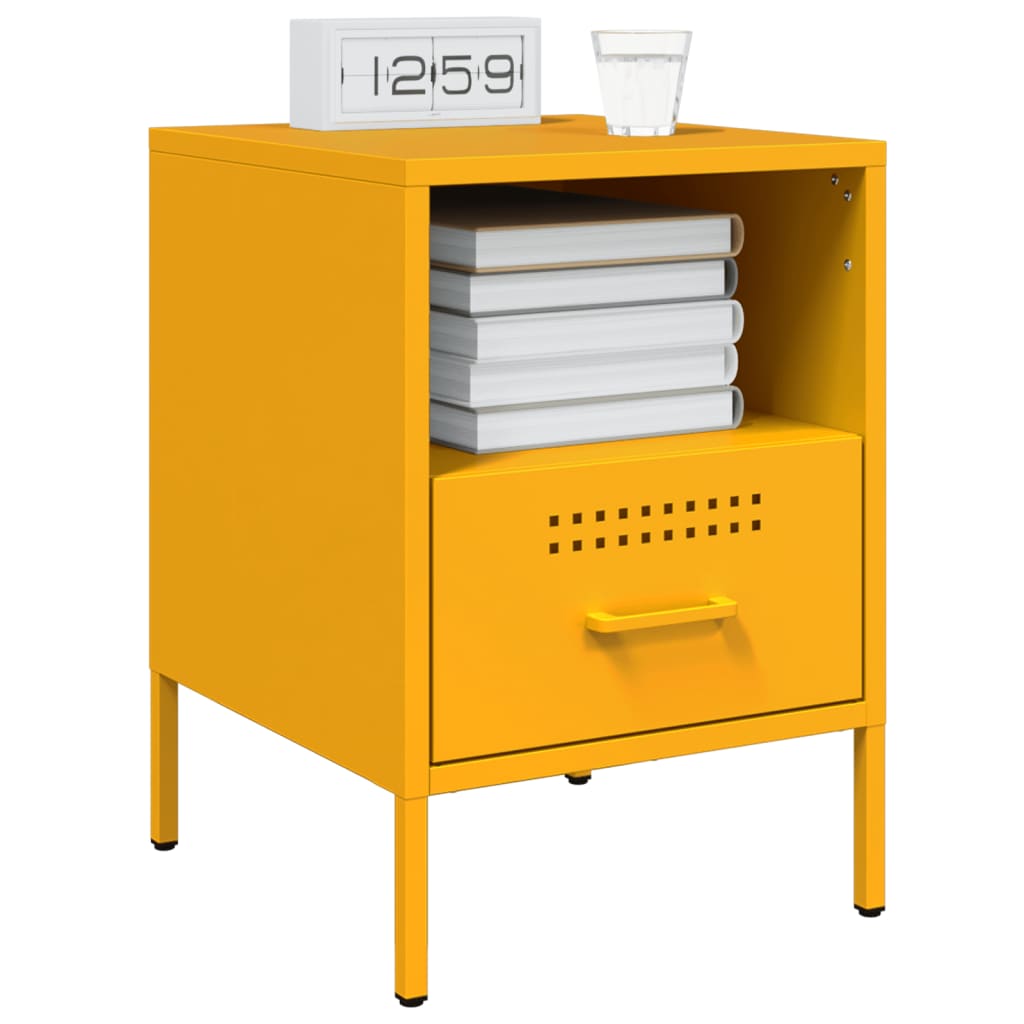 Comodini 2 pz Giallo Senape 36x39x50,5 cm in Acciaio 843061