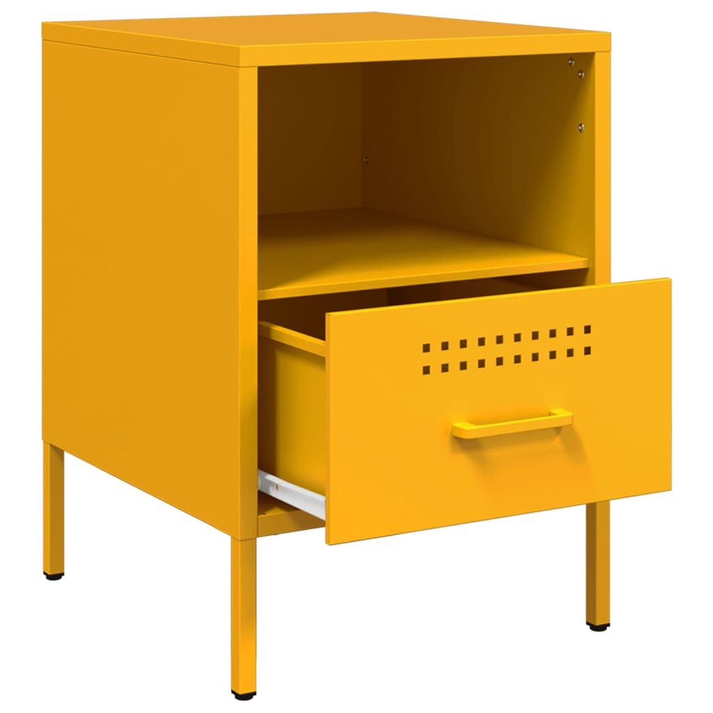 vidaXL Comodini 2 pz Giallo Senape 36x39x50,5 cm in Acciaio