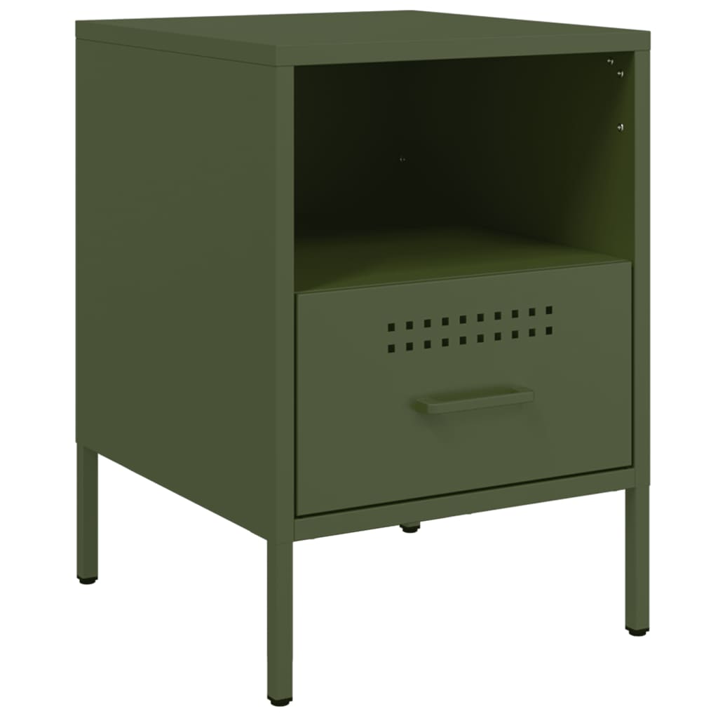 vidaXL Comodini 2 pz Verde Oliva 36x39x50,5 cm in Acciaio