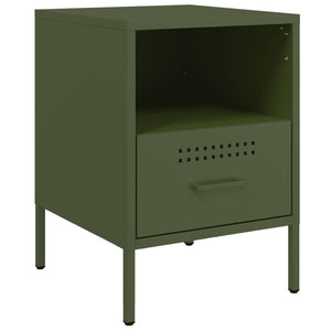 Comodini 2 pz Verde Oliva 36x39x50,5 cm in Acciaio 843063