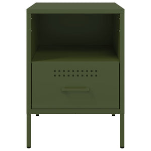 vidaXL Comodini 2 pz Verde Oliva 36x39x50,5 cm in Acciaio
