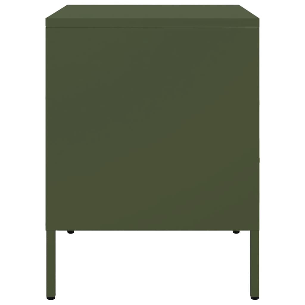 vidaXL Comodini 2 pz Verde Oliva 36x39x50,5 cm in Acciaio