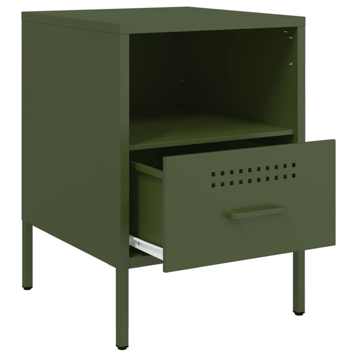 Comodini 2 pz Verde Oliva 36x39x50,5 cm in Acciaio 843063