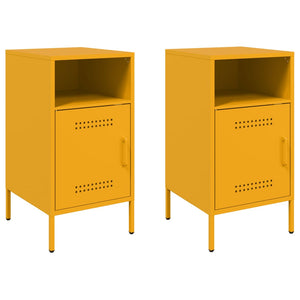 Comodini 2 pz Giallo Senape 36x39x68 cm in Acciaio 843073