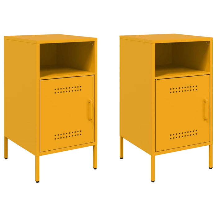 Comodini 2 pz Giallo Senape 36x39x68 cm in Acciaio 843073