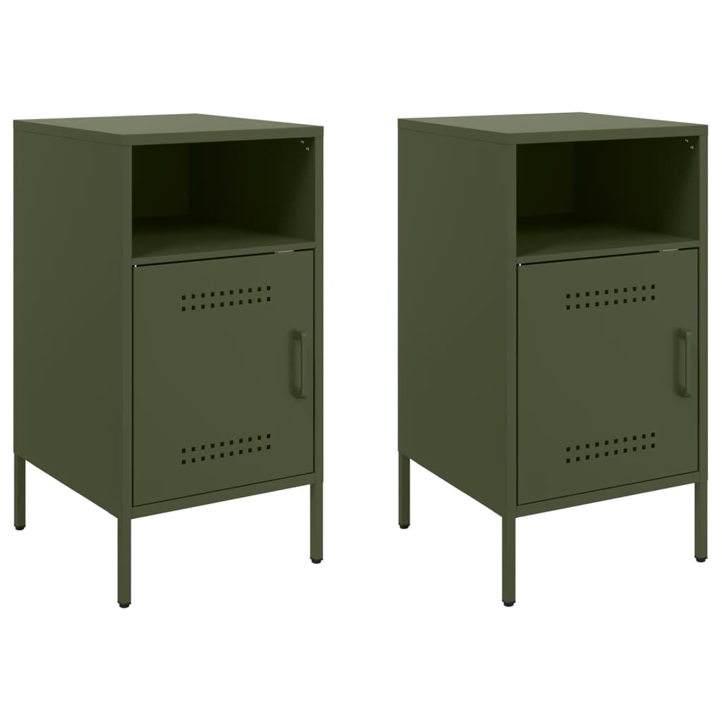 Comodini 2 pz Verde Oliva 36x39x68 cm in Acciaio 843075