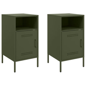 Comodini 2 pz Verde Oliva 36x39x68 cm in Acciaio 843075