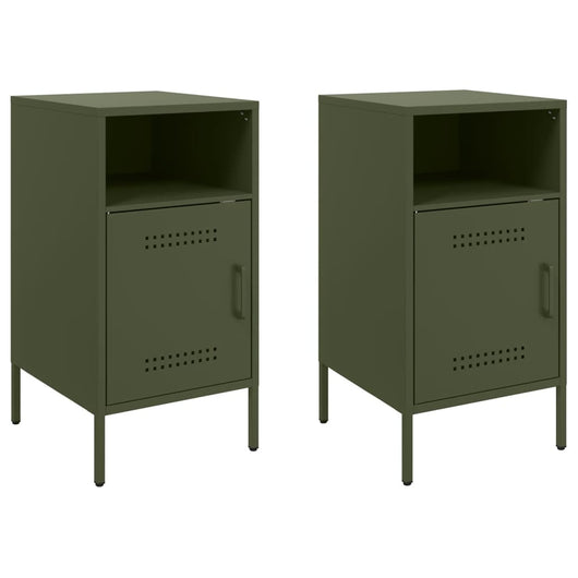 Comodini 2 pz Verde Oliva 36x39x68 cm in Acciaio 843075