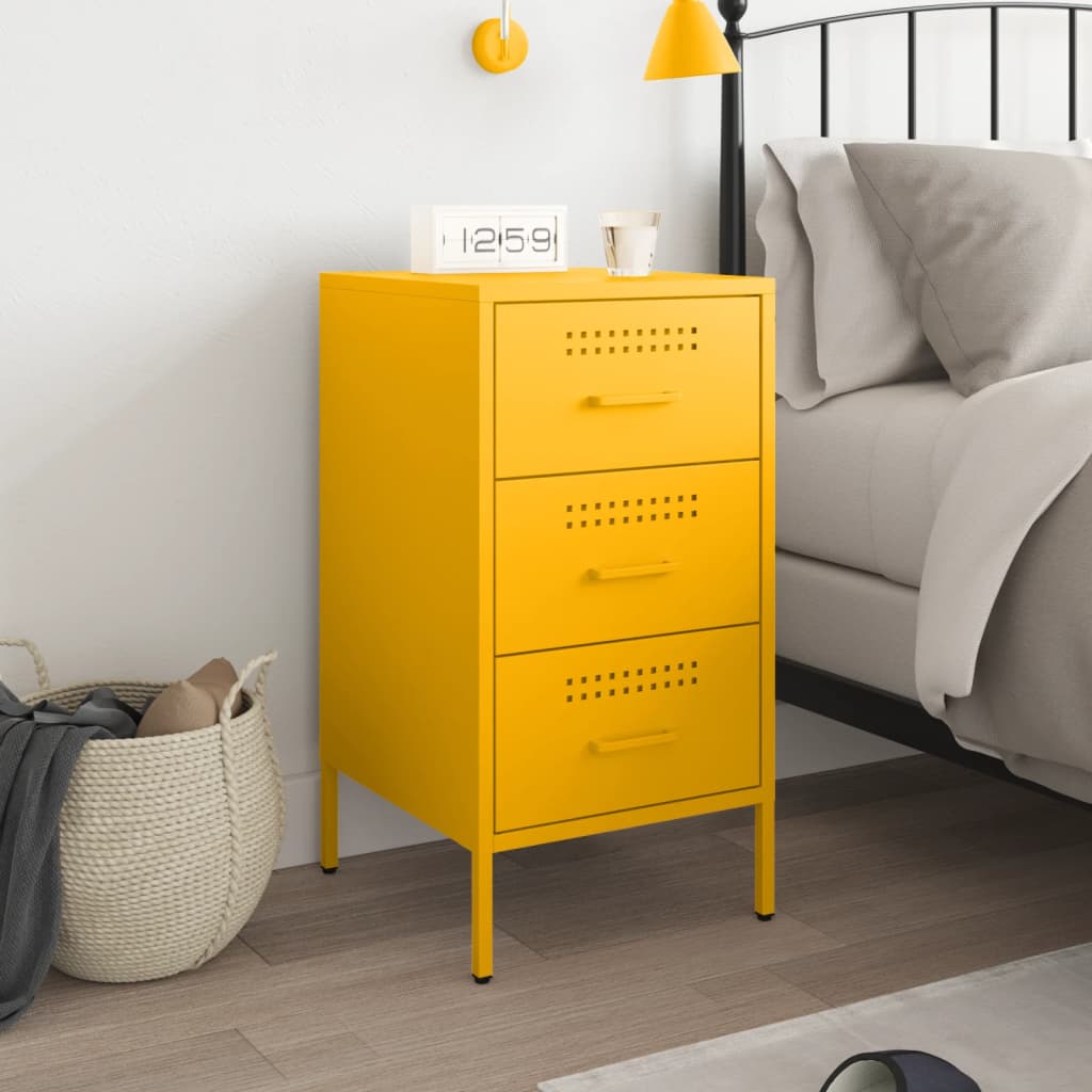 Comodino Giallo Senape 36x39x68cm in Acciaio Laminato a Freddo 843084