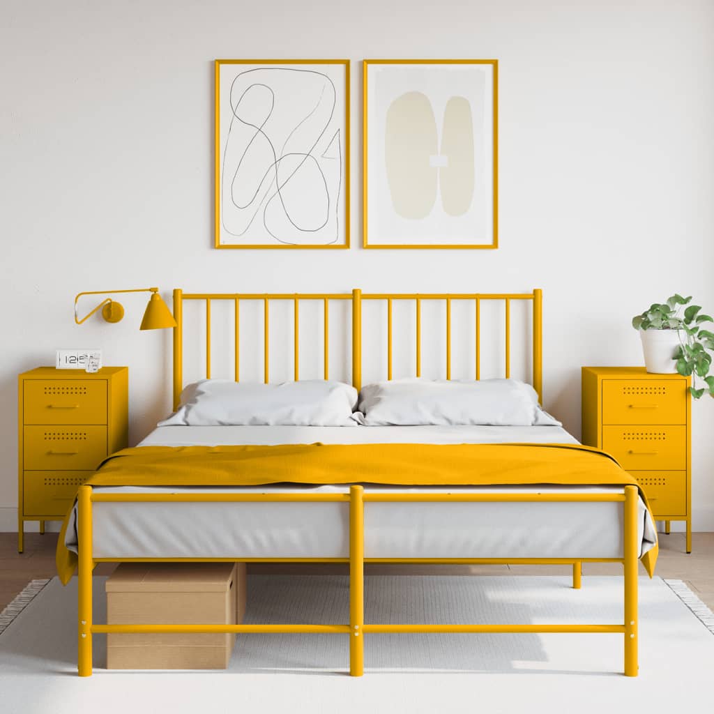 Comodini 2 pz Giallo Senape 36x39x68 cm in Acciaio 843085