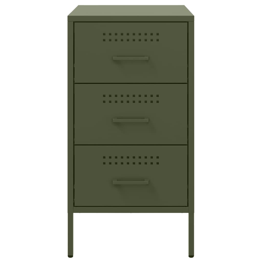 Comodino Verde Oliva 36x39x68 cm in Acciaio Laminato a Freddo 843086