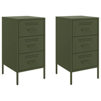 Comodini 2 pz Verde Oliva 36x39x68 cm in Acciaio 843087