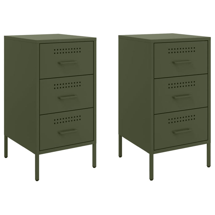 Comodini 2 pz Verde Oliva 36x39x68 cm in Acciaio 843087