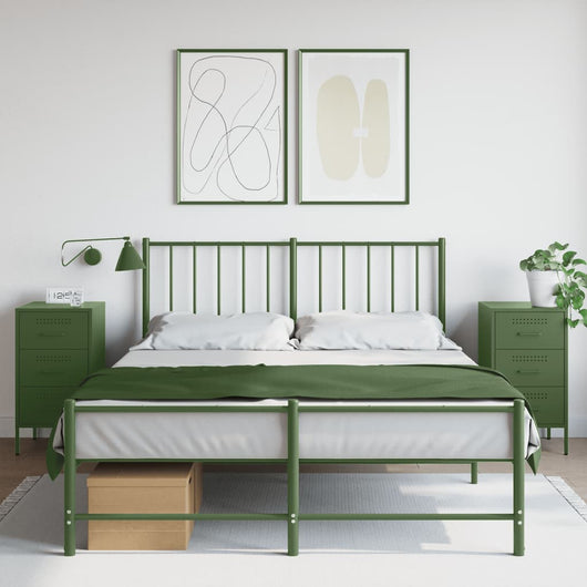 Comodini 2 pz Verde Oliva 36x39x68 cm in Acciaio 843087