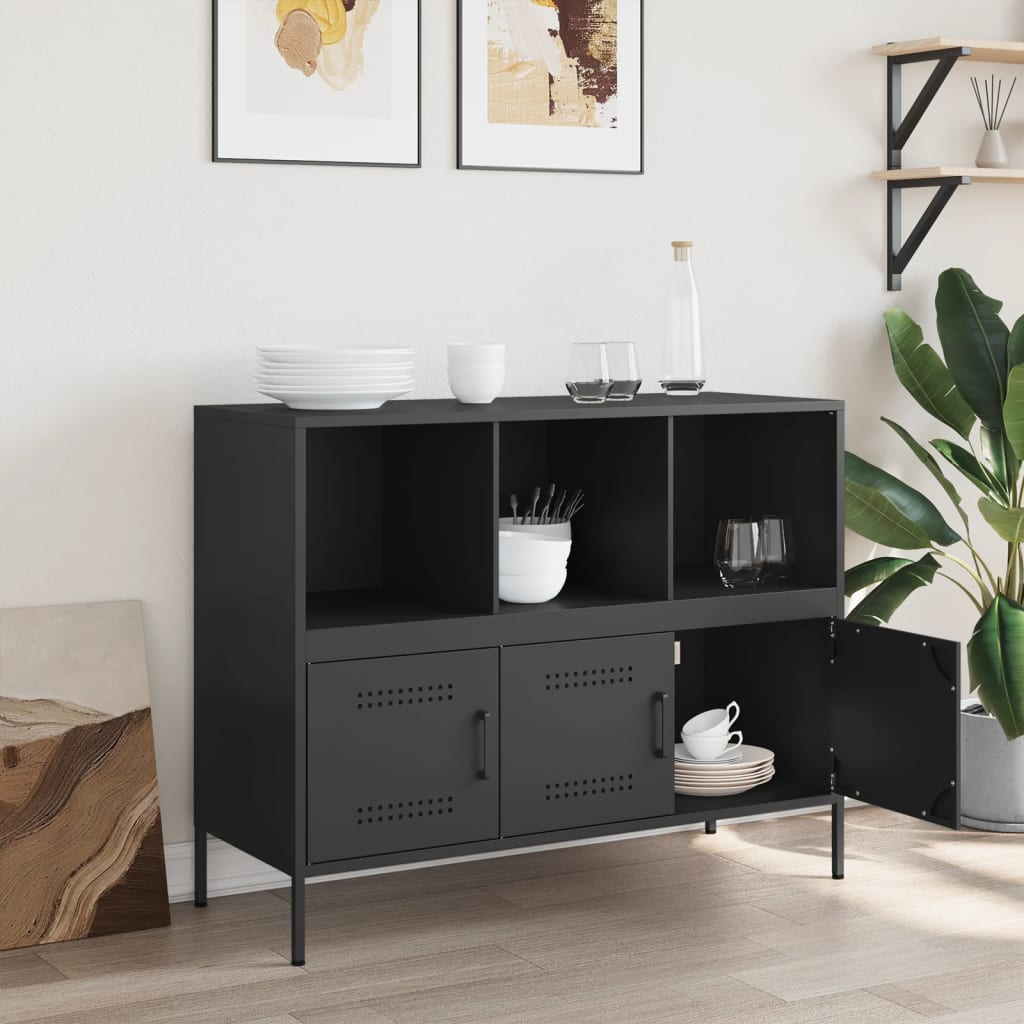 Credenza-Buffet-Armadio da cucina Nera 100,5x39x79 cm in Acciaio