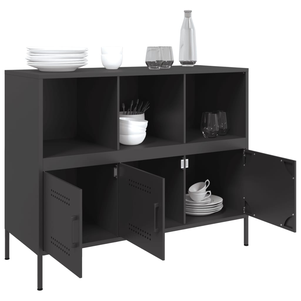 Credenza Nera 100,5x39x79 cm in Acciaio