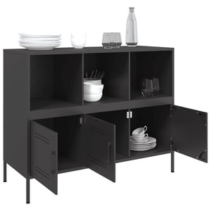 Credenza-Buffet-Armadio da cucina Nera 100,5x39x79 cm in Acciaio