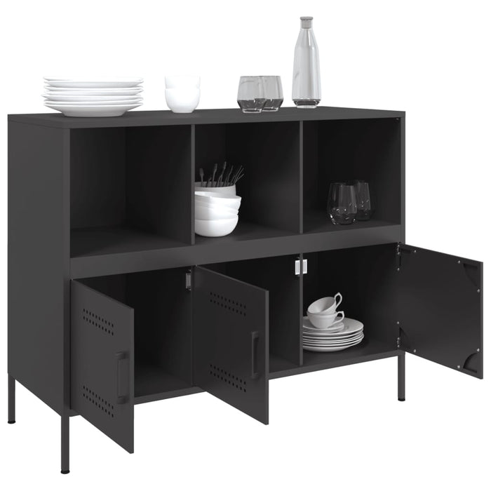 Credenza-Buffet-Armadio da cucina Nera 100,5x39x79 cm in Acciaio