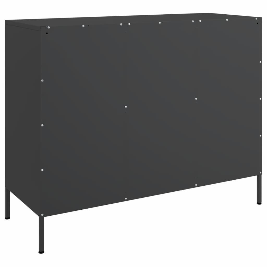 Credenza-Buffet-Armadio da cucina Nera 100,5x39x79 cm in Acciaio