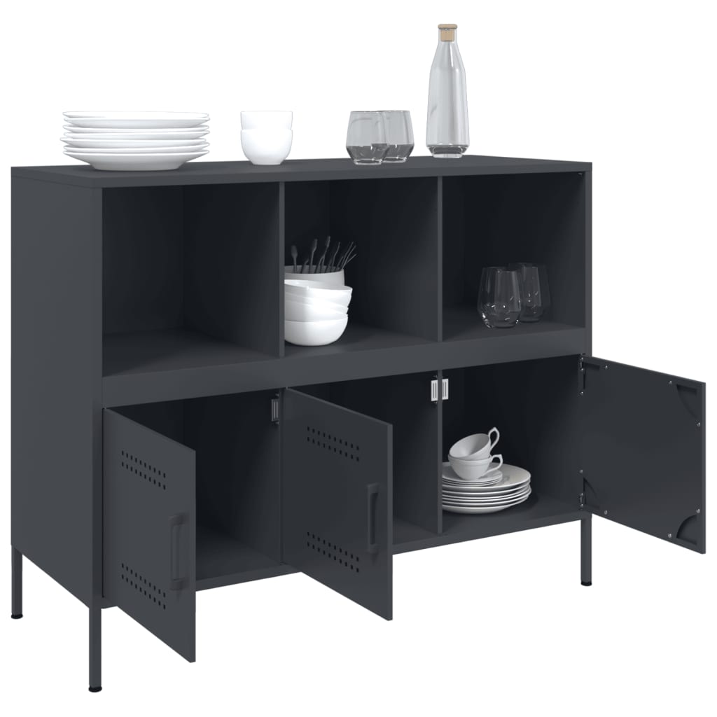 Credenza-Buffet-Armadio da cucina Antracite 100,5x39x79 cm in Acciaio