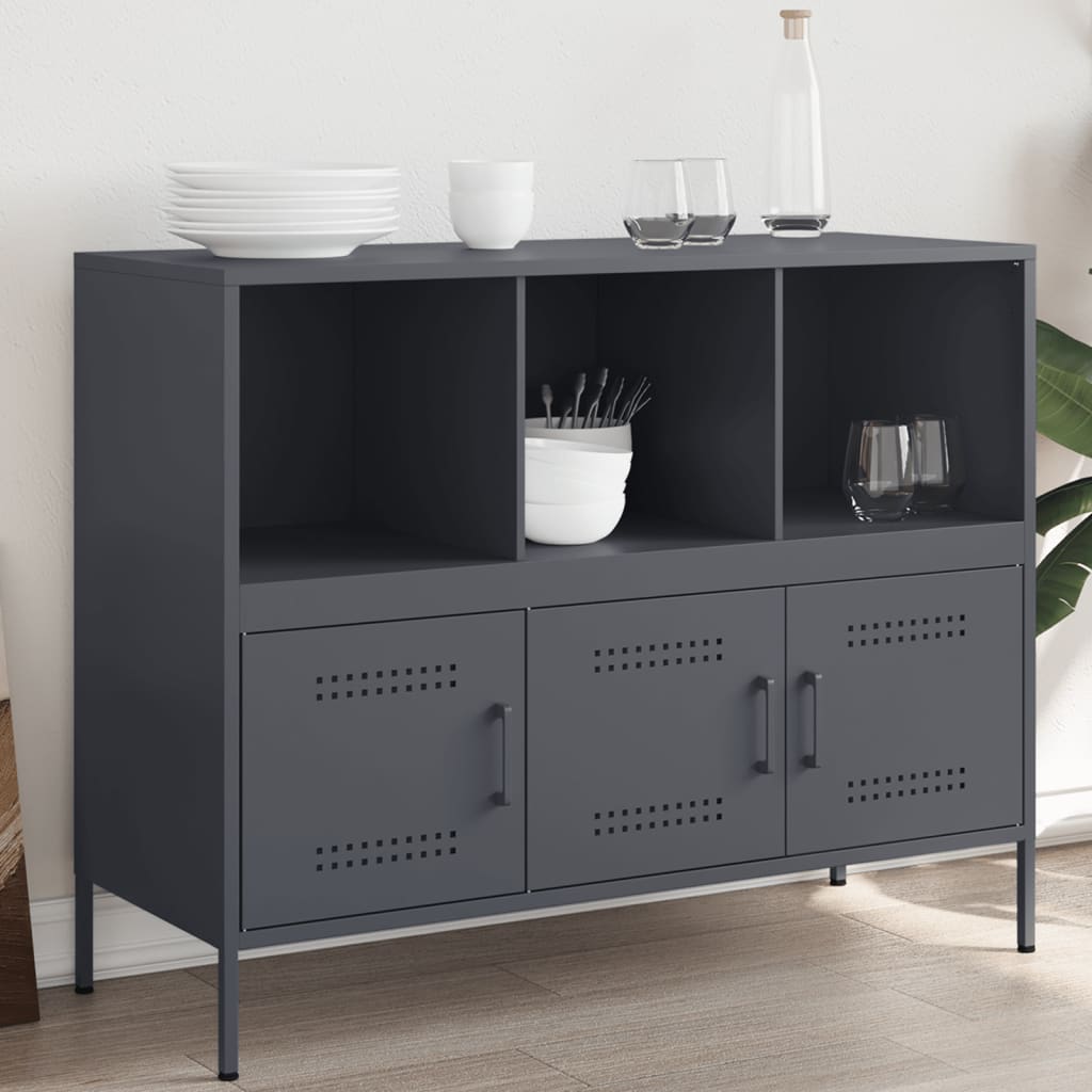 Credenza-Buffet-Armadio da cucina Antracite 100,5x39x79 cm in Acciaio