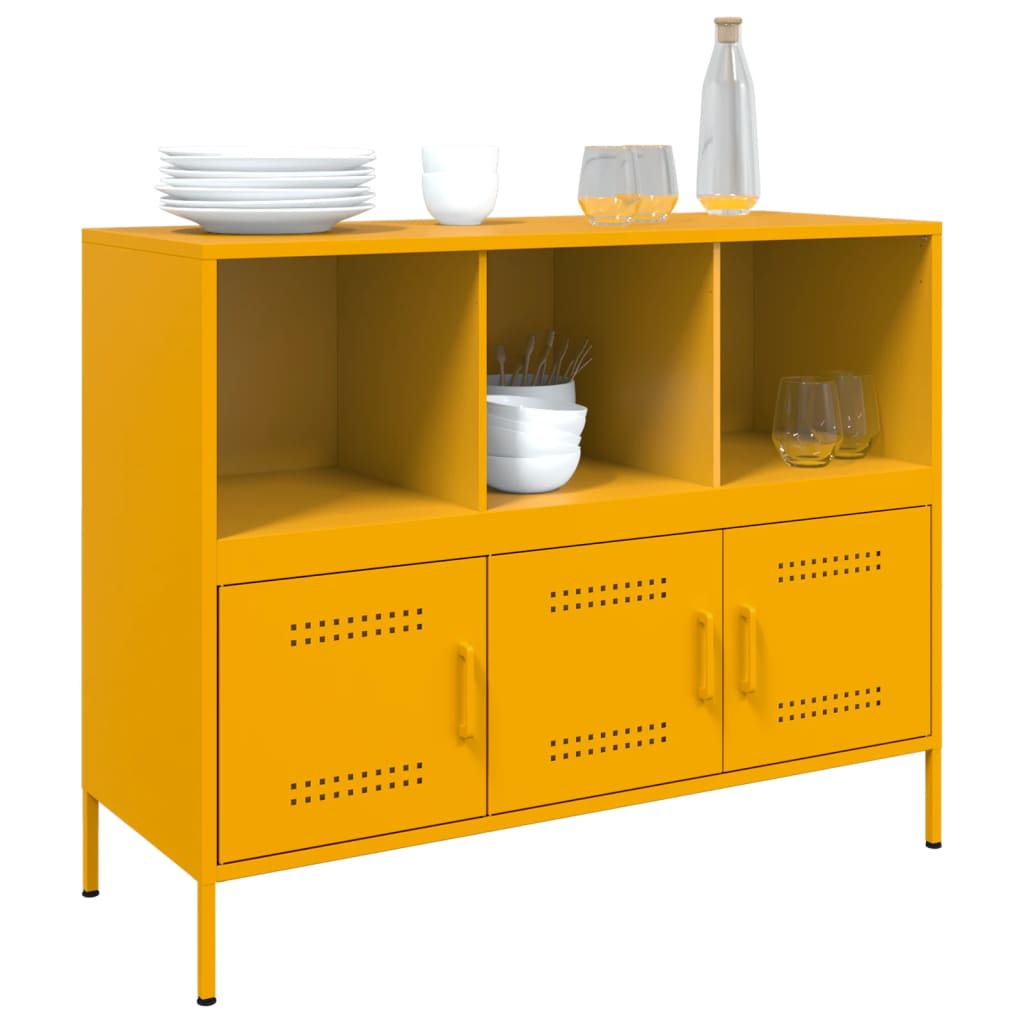 Credenza Giallo Senape 100,5x39x79 cm in Acciaio 843093