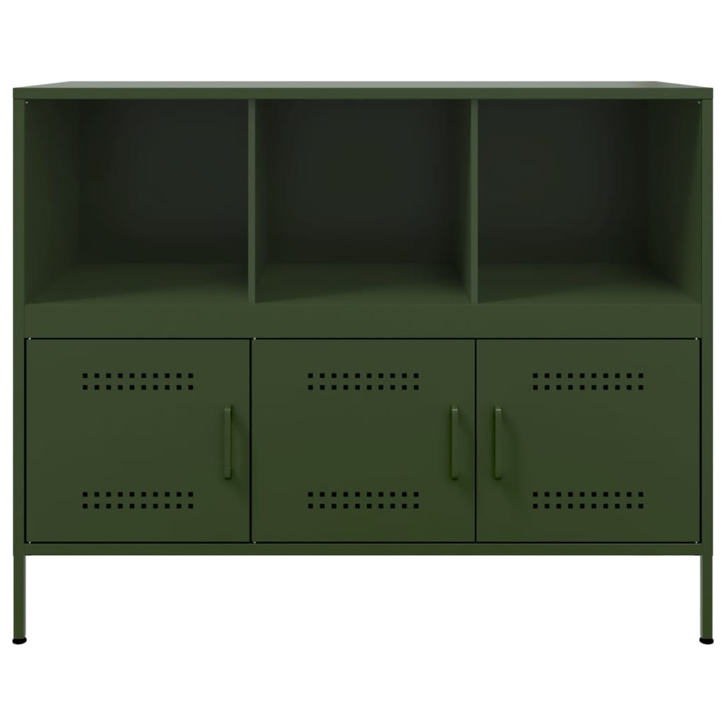 vidaXL Credenza Verde Oliva 100,5x39x79 cm in Acciaio