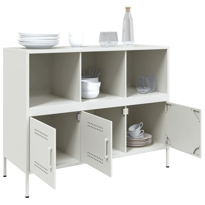 vidaXL Credenza Bianca 100,5x39x79 cm in Acciaio