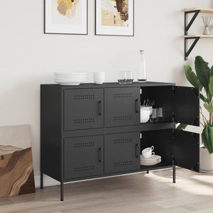 vidaXL Credenza Nera 100,5x39x79 cm in Acciaio