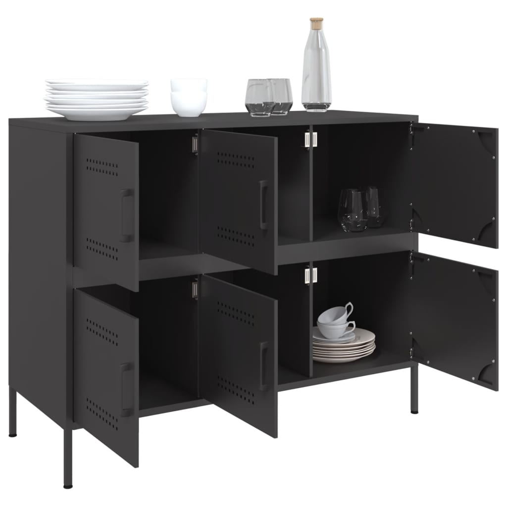 vidaXL Credenza Nera 100,5x39x79 cm in Acciaio