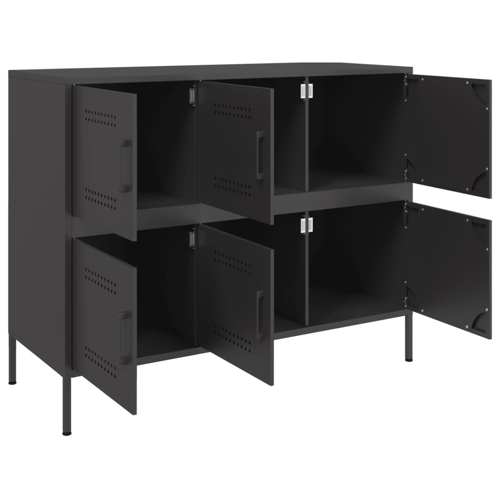 vidaXL Credenza Nera 100,5x39x79 cm in Acciaio