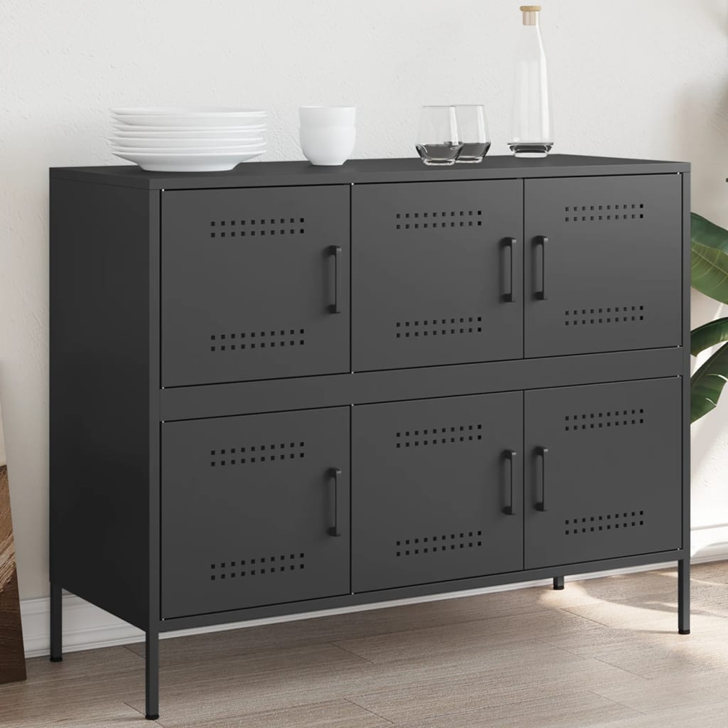 vidaXL Credenza Nera 100,5x39x79 cm in Acciaio