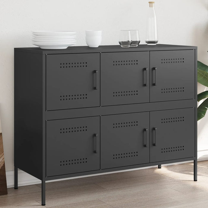 vidaXL Credenza Nera 100,5x39x79 cm in Acciaio