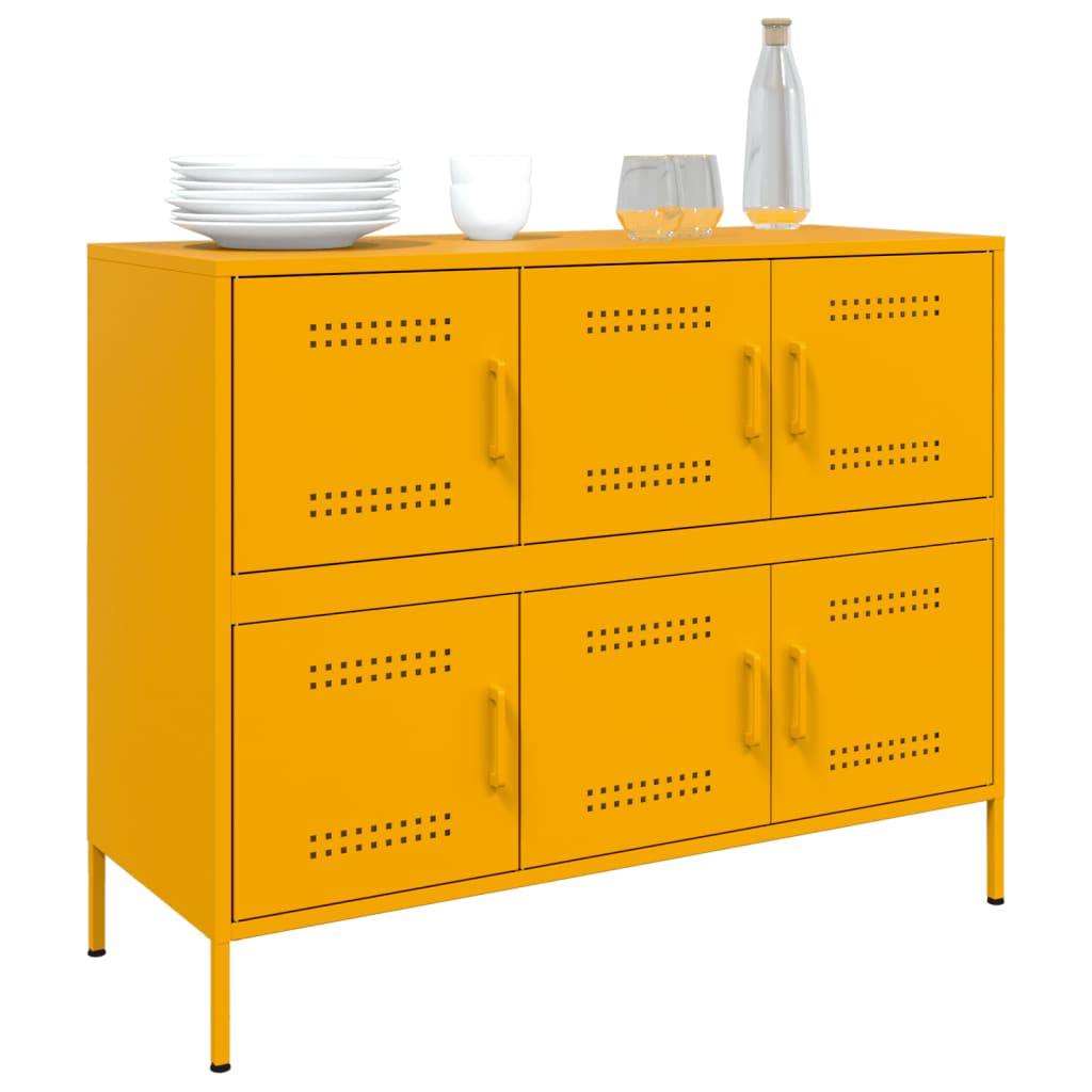 Credenza Giallo Senape 100,5x39x79 cm Acciaio Laminato a Freddo 843099
