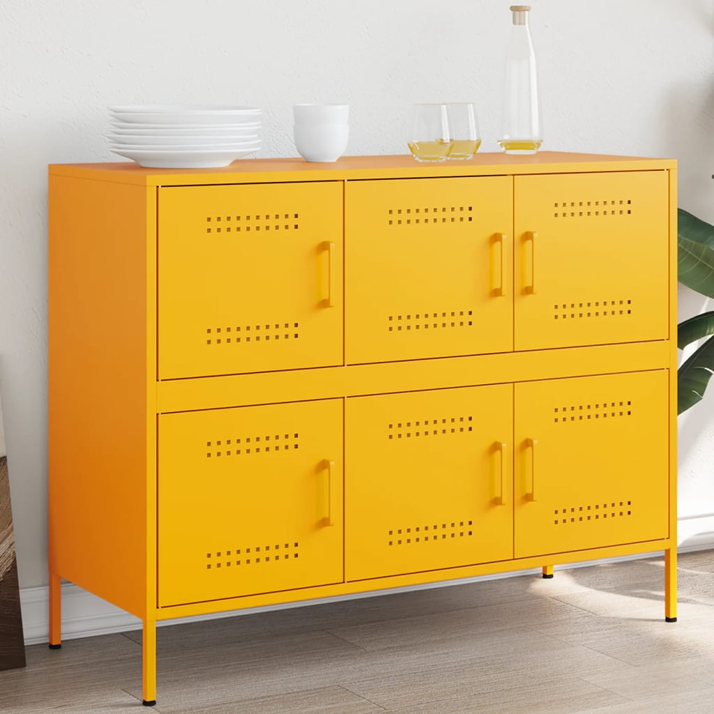 Credenza Giallo Senape 100,5x39x79 cm Acciaio Laminato a Freddo 843099