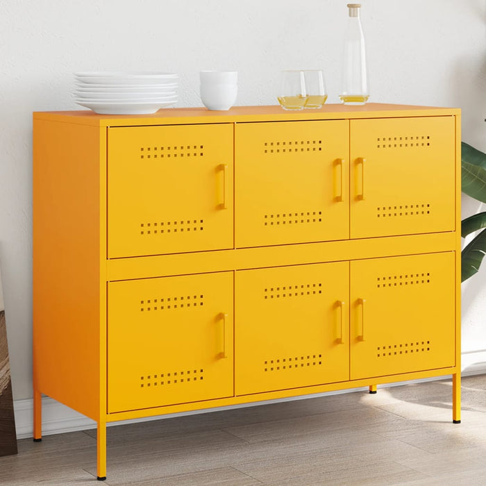 Credenza Giallo Senape 100,5x39x79 cm Acciaio Laminato a Freddo 843099