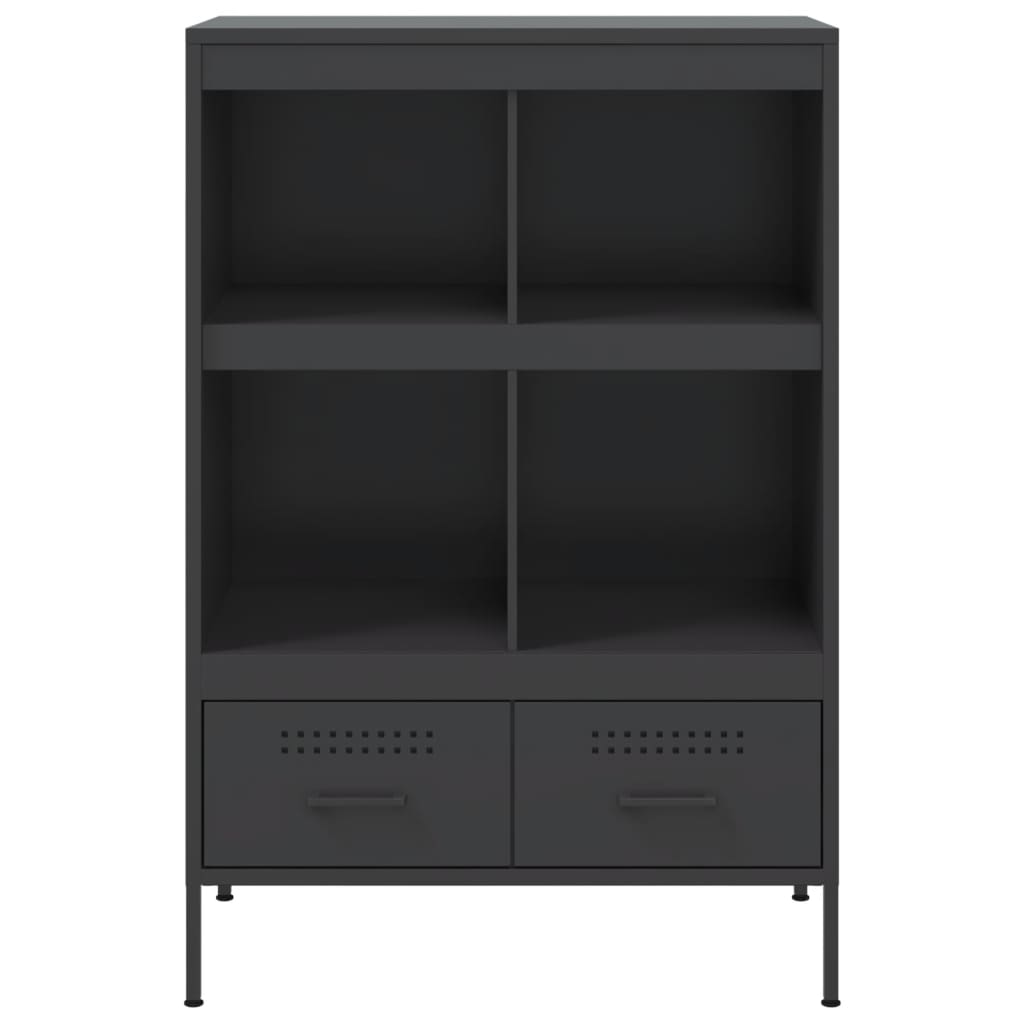 Credenza-Buffet-Armadio da cucina Nera 68x39x101,5 cm in Acciaio 700292