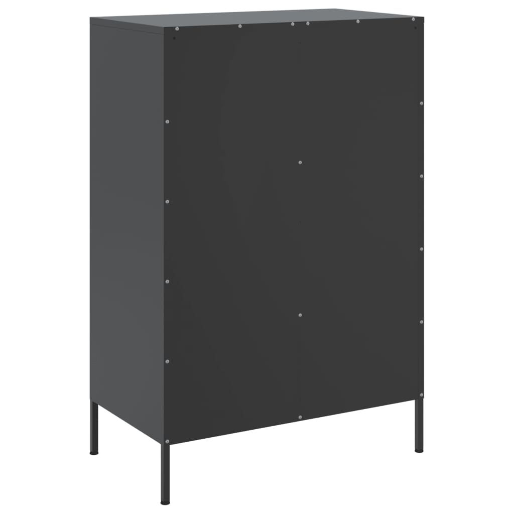 Credenza-Buffet-Armadio da cucina Nera 68x39x101,5 cm in Acciaio 700292