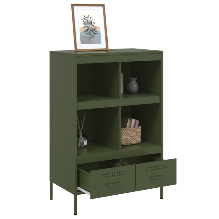 vidaXL Credenza Verde Oliva 68x39x101,5 cm in Acciaio