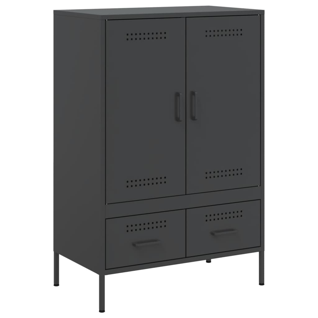 Credenza-Buffet-Armadio da cucina Nera 68x39x101,5 cm in Acciaio 399547